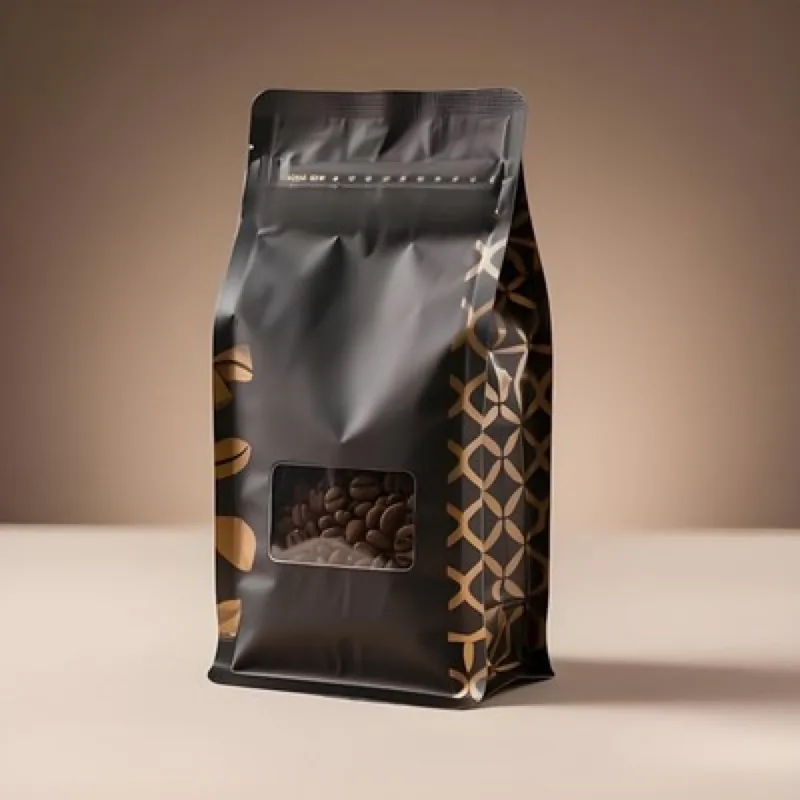 Flat bottom zipper coffee bag with window