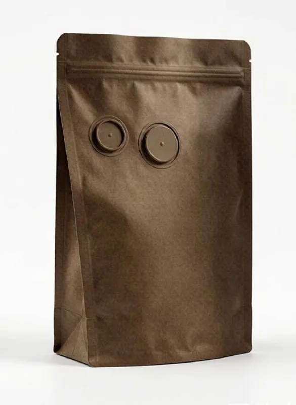 Stand up coffee pouch with degassing valve